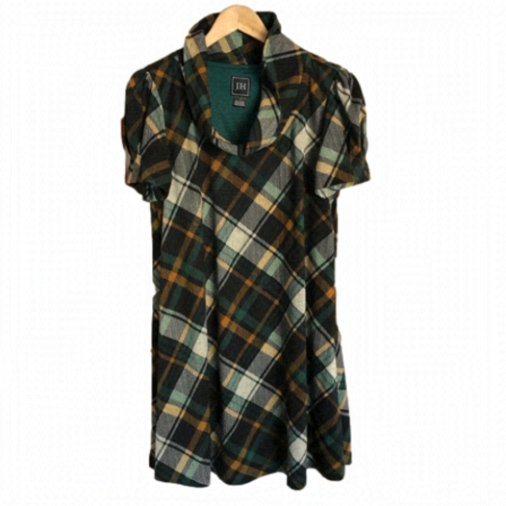JH plaid dress, women’s size large.  Green plaid/ tartan.